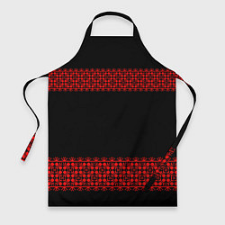 Фартук кулинарный Славянский орнамент (на чёрном), цвет: 3D-принт
