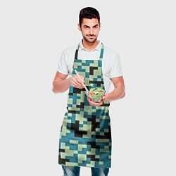Фартук кулинарный Камуфляж пиксельный: голубой/черный, цвет: 3D-принт — фото 2