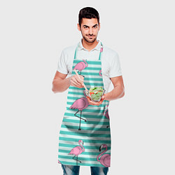 Фартук кулинарный Полосатые фламинго, цвет: 3D-принт — фото 2