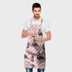 Фартук кулинарный Черный фламинго арт, цвет: 3D-принт — фото 2