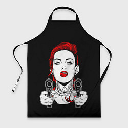 Фартук кулинарный Woman is holding a gun, цвет: 3D-принт