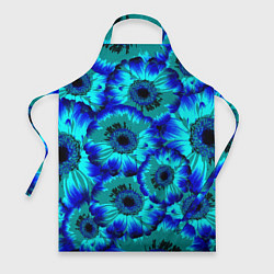 Фартук кулинарный Голубые хризантемы, цвет: 3D-принт