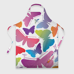 Фартук кулинарный Разноцветные бабочки, цвет: 3D-принт