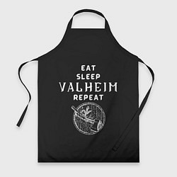 Фартук кулинарный Eat Sleep Valheim Repeat, цвет: 3D-принт