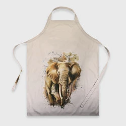 Фартук кулинарный Акварельный слон брызги, цвет: 3D-принт