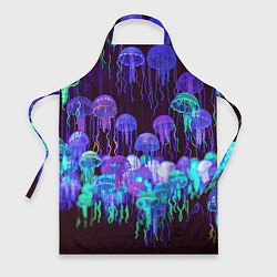 Фартук кулинарный Неоновые медузы, цвет: 3D-принт
