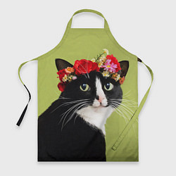 Фартук кулинарный Кот и цветы, цвет: 3D-принт