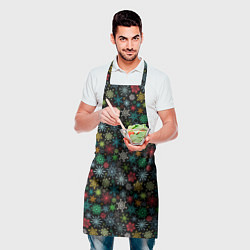Фартук кулинарный Разноцветные Снежинки, цвет: 3D-принт — фото 2