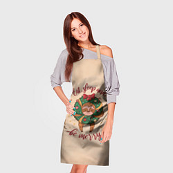 Фартук кулинарный Ленивец Новый год, цвет: 3D-принт — фото 2