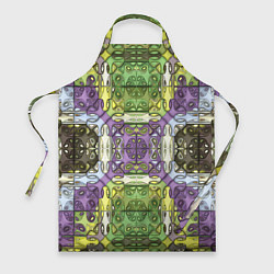Фартук кулинарный Коллекция Фрактальная мозаика Фиолетово-зеленый, цвет: 3D-принт