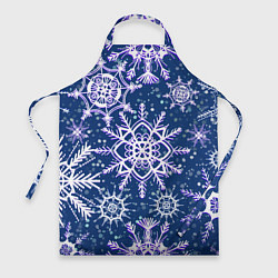 Фартук кулинарный Белые снежинки на темно-синем фоне, цвет: 3D-принт