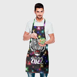 Фартук кулинарный БЕЛЫЙ ТИГР 2022 И НОВОГОДНИЕ ОГНИ, цвет: 3D-принт — фото 2