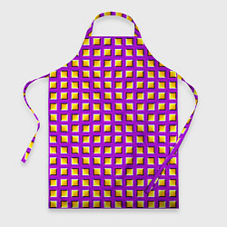 Фартук кулинарный Фиолетовый Фон с Желтыми Квадратами Иллюзия Движен, цвет: 3D-принт