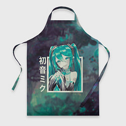 Фартук кулинарный Мику Хацунэ в квадрате , вокалоид, цвет: 3D-принт