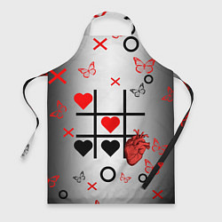 Фартук кулинарный Крестики нолики сердцами, цвет: 3D-принт