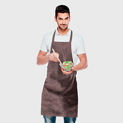 Фартук кулинарный Веточки с черными листьями на коричневом фоне, цвет: 3D-принт — фото 2