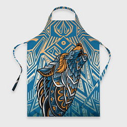 Фартук кулинарный Синий волк в графике, цвет: 3D-принт