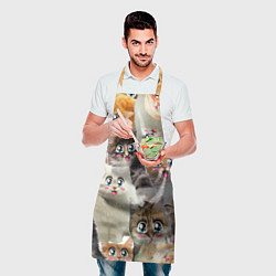 Фартук кулинарный Много кошек с большими анимэ глазами, цвет: 3D-принт — фото 2