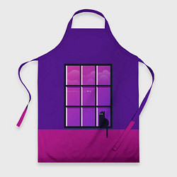 Фартук кулинарный Кот сидит у окна, цвет: 3D-принт