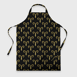 Фартук кулинарный Золотой овен на черном фоне Паттерн, цвет: 3D-принт