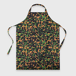 Фартук кулинарный Абстрактный геометрический оранжевый черный и зеле, цвет: 3D-принт