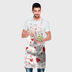 Фартук кулинарный Романтические сердечки, цвет: 3D-принт — фото 2