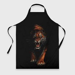 Фартук кулинарный Тигр на черном фоне, цвет: 3D-принт