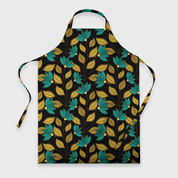 Фартук кулинарный Золотые и зеленые листья, цвет: 3D-принт