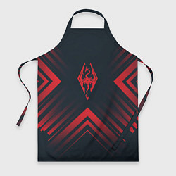 Фартук кулинарный Красный Символ Skyrim на темном фоне со стрелками, цвет: 3D-принт