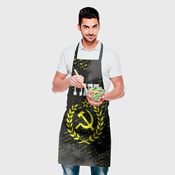 Фартук кулинарный Имя Глеб и желтый символ СССР со звездой, цвет: 3D-принт — фото 2