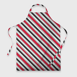 Фартук кулинарный Красно-серый полосатый узор, цвет: 3D-принт