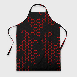 Фартук кулинарный НАНОКОСТЮМ Black and Red Hexagon Гексагоны, цвет: 3D-принт