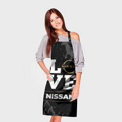 Фартук кулинарный Nissan Love Classic со следами шин на фоне, цвет: 3D-принт — фото 2
