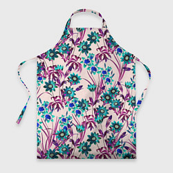 Фартук кулинарный Цветы Летние Фиолетовые Рудбеки, цвет: 3D-принт