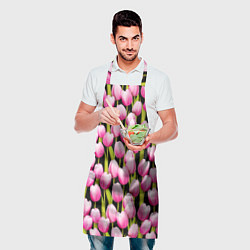 Фартук кулинарный Цветы Розовые Тюльпаны, цвет: 3D-принт — фото 2