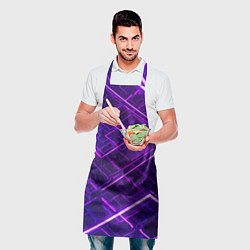 Фартук кулинарный Неоновые ромбы в абстракции - Фиолетовый, цвет: 3D-принт — фото 2