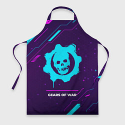 Фартук кулинарный Символ Gears of War в неоновых цветах на темном фо, цвет: 3D-принт