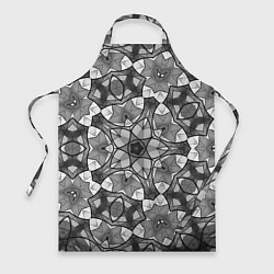 Фартук кулинарный Черно-белый геометрический мозаичный узор, цвет: 3D-принт