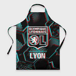 Фартук кулинарный Lyon FC в стиле Glitch на темном фоне, цвет: 3D-принт