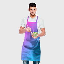 Фартук кулинарный Закат и капли, диагональный градиент с сеткой дотс, цвет: 3D-принт — фото 2