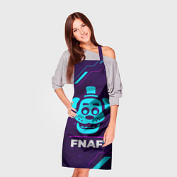 Фартук кулинарный Символ FNAF в неоновых цветах на темном фоне, цвет: 3D-принт — фото 2