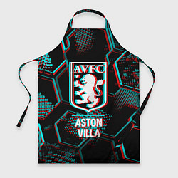 Фартук кулинарный Aston Villa FC в стиле Glitch на темном фоне, цвет: 3D-принт
