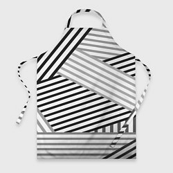 Фартук кулинарный Полосатый узор в черно-белых цветах, цвет: 3D-принт