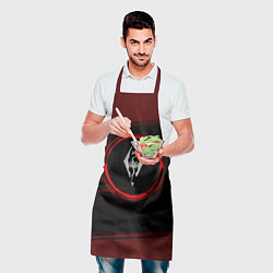 Фартук кулинарный Символ Skyrim и краска вокруг на темном фоне, цвет: 3D-принт — фото 2