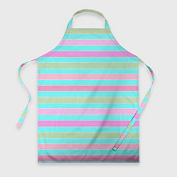 Фартук кулинарный Pink turquoise stripes horizontal Полосатый узор, цвет: 3D-принт