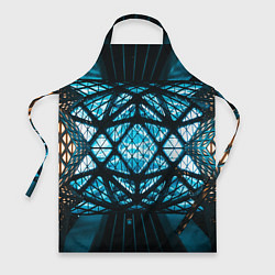 Фартук кулинарный Неоновые абстрактные фигуры и фонари - Синий, цвет: 3D-принт