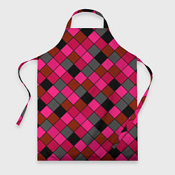 Фартук кулинарный Розово-красный геометрический узор, цвет: 3D-принт