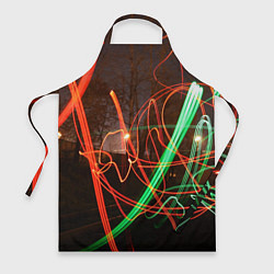 Фартук кулинарный Абстрактные улица и зелёно-красные лучи, цвет: 3D-принт