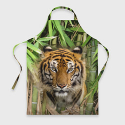 Фартук кулинарный Матёрый тигр в зарослях бамбука, цвет: 3D-принт