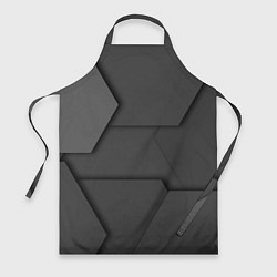 Фартук кулинарный Черные геометрические фигуры в трехмерном простран, цвет: 3D-принт